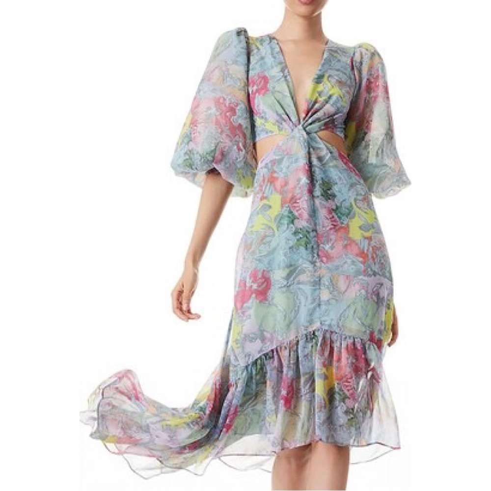 Alice + Olivia Katia Twist-Front Floral Cutout High Low Dress Lola'S Dress 2